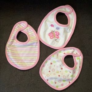 Set of 3 baby girl bibs